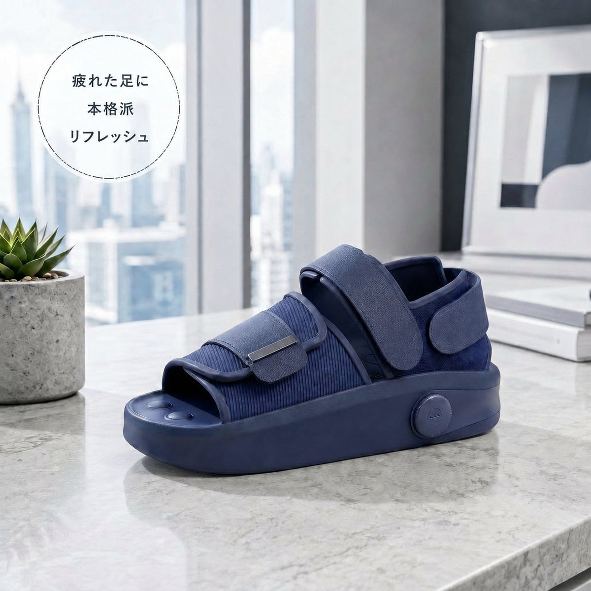AshiLino フットケア家電 ブルー 本体を室内に置いた様子